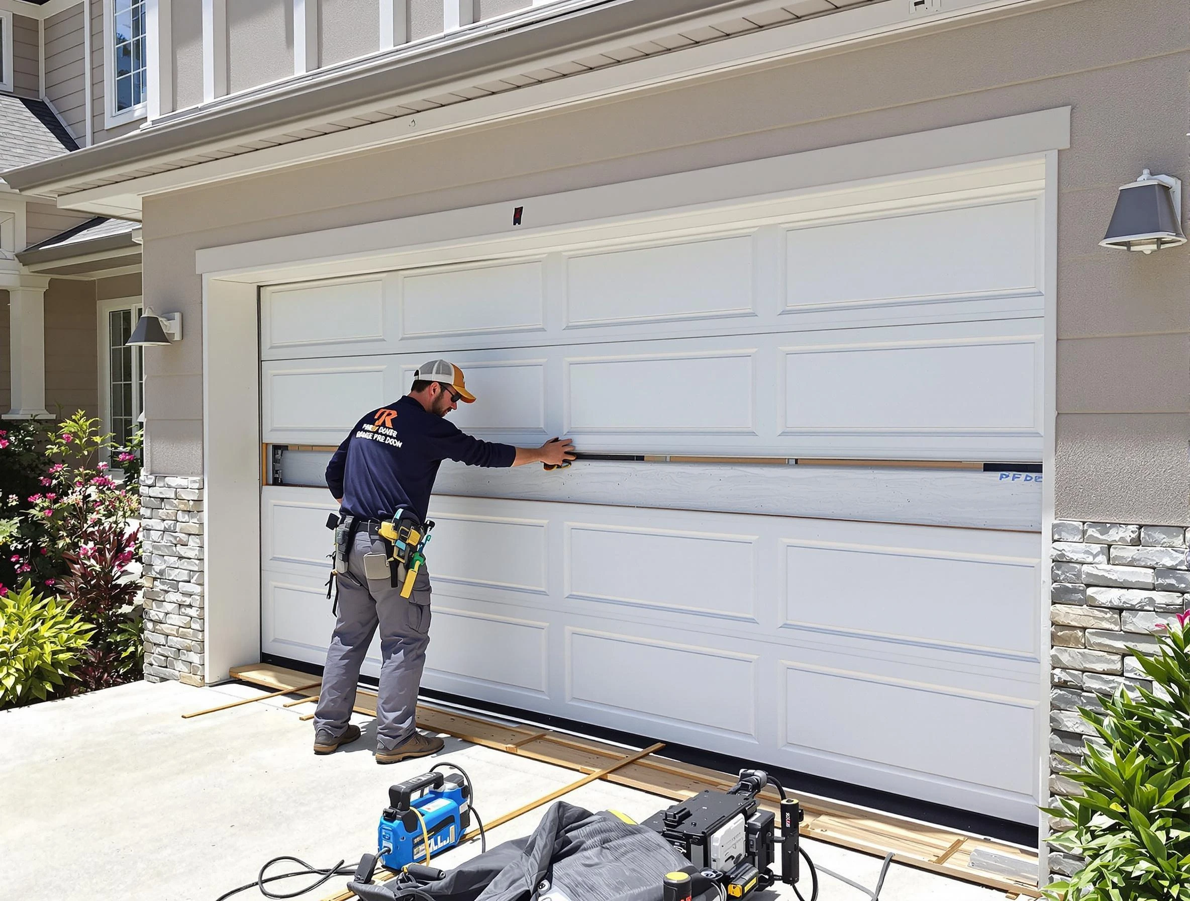 Guadalupe Garage Door Repair team performing complete garage door replacement at Guadalupe residence