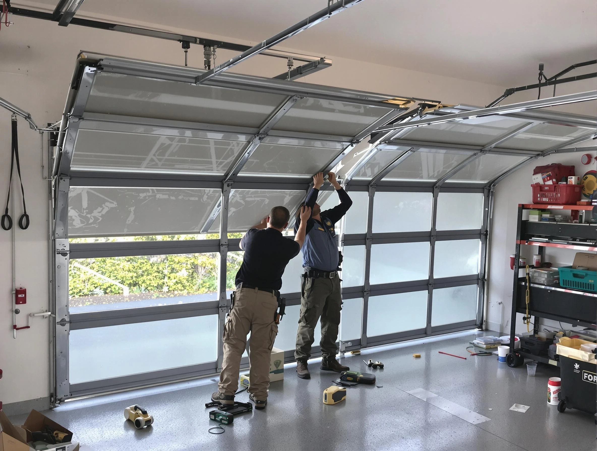 Guadalupe Garage Door Repair expert performing precise panel replacement on Guadalupe garage door