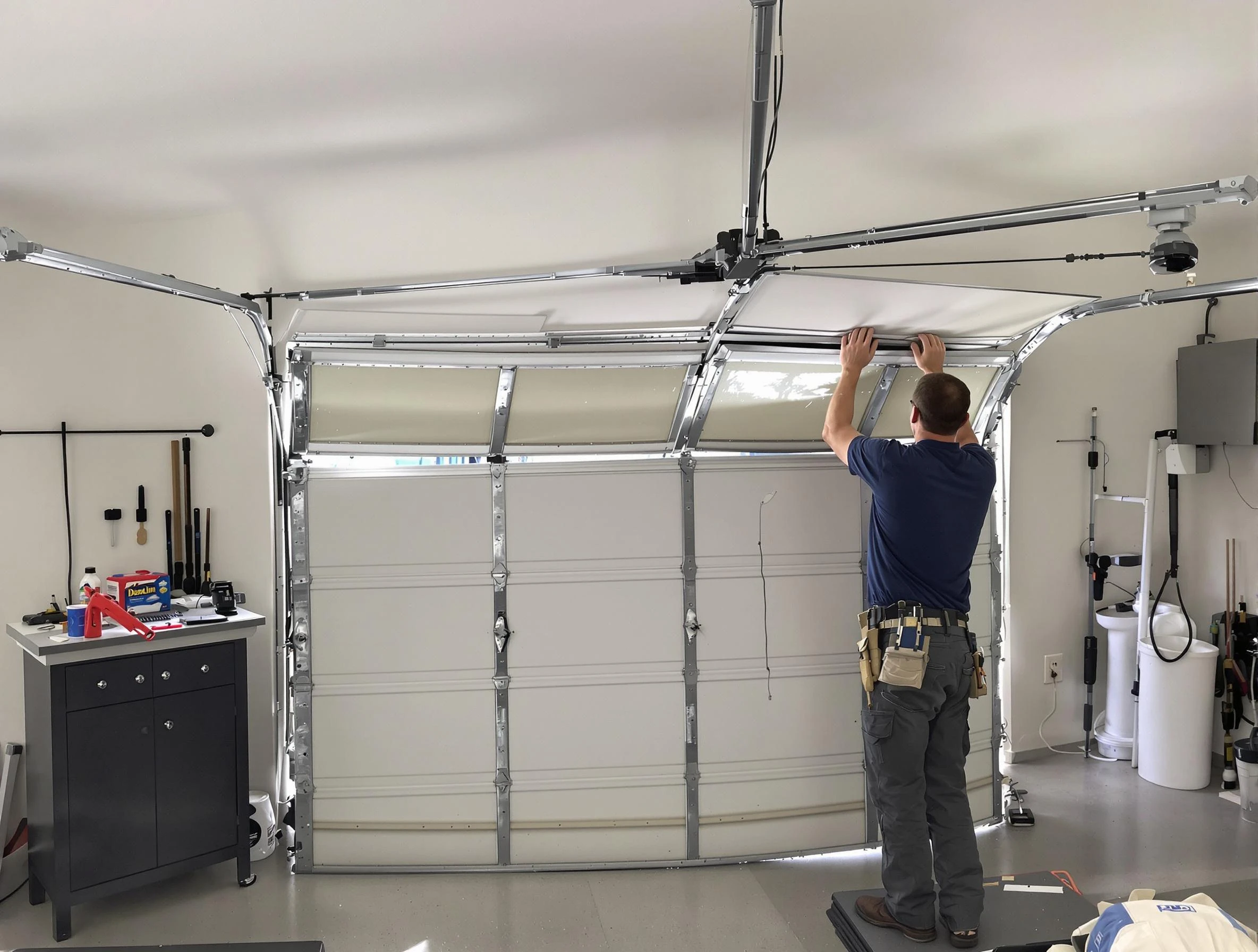Guadalupe Garage Door Repair specialist performing precise section replacement on Guadalupe garage door